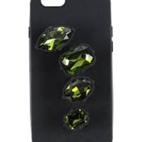 Stella McCartney Black iPhone Case w/ Green Faux Jewel Rings, NWT! - Picture 1 of 7